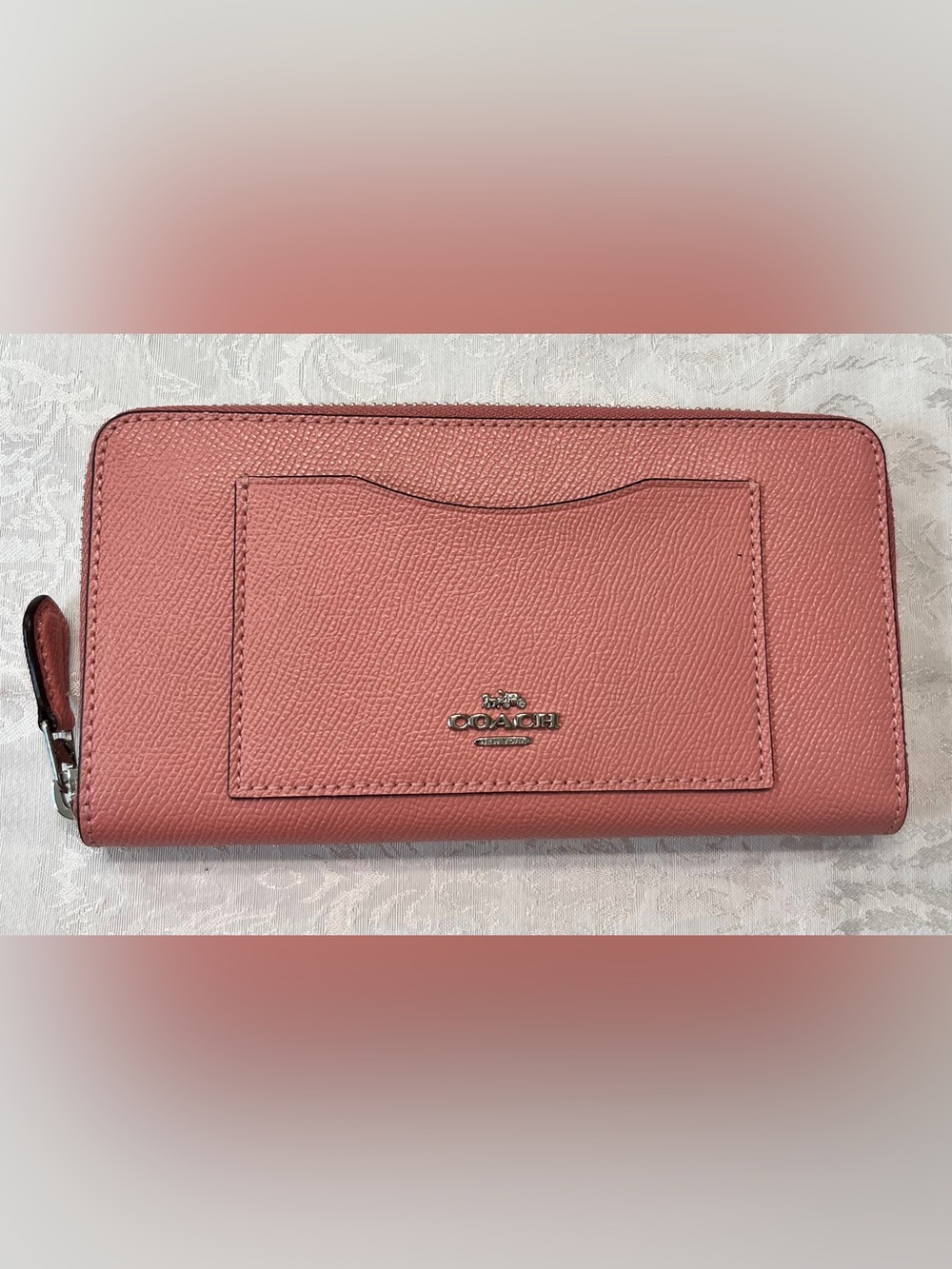 Coach Leather Ziparound Long Wallet in Dusty Rose Pink
